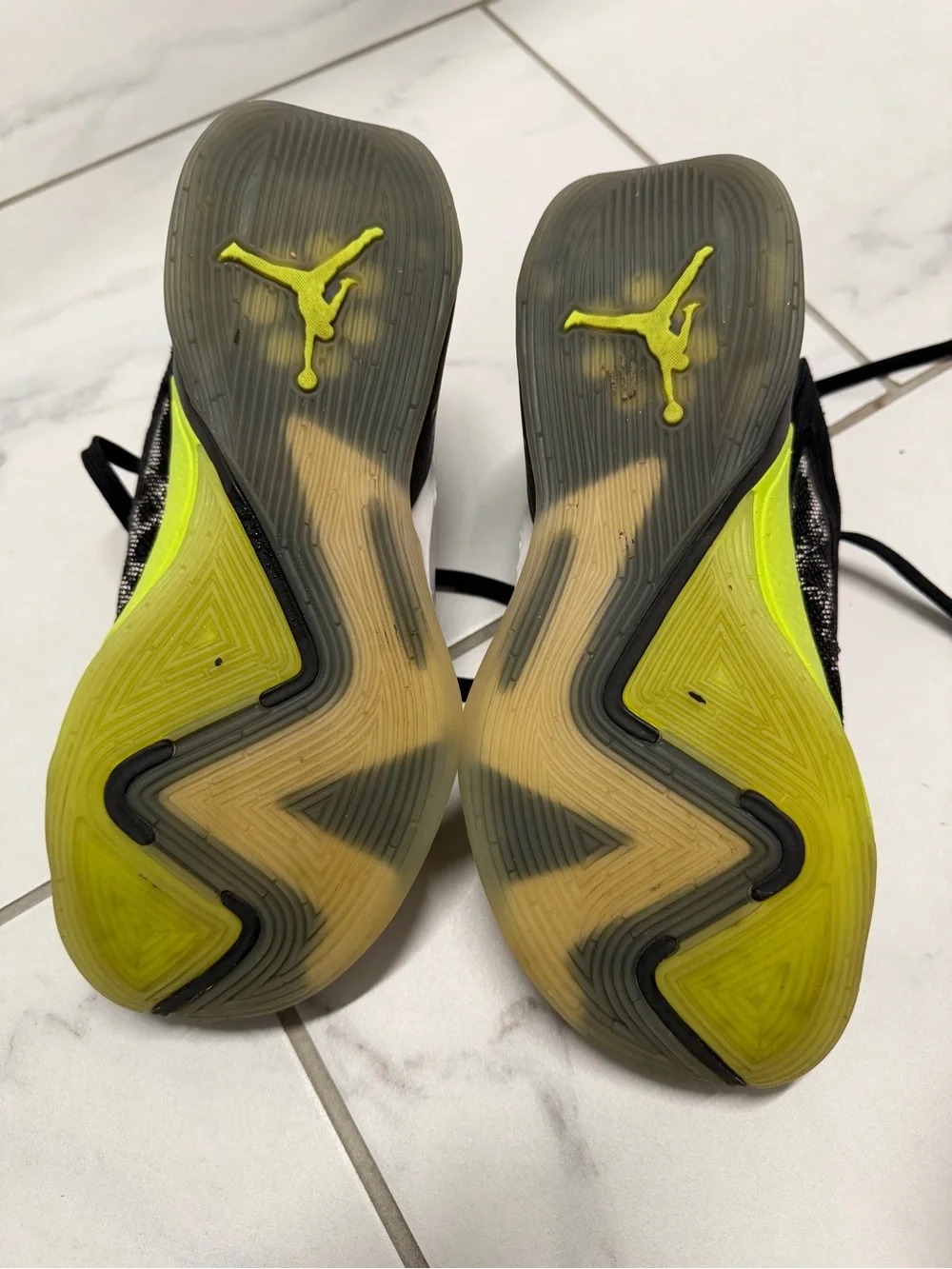 Nike Kids Black White and Neon Green Basketball Sneakers